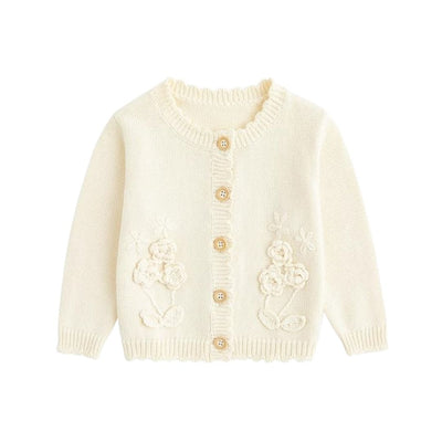 Henia Girls Floral Knit Cardigan Sweater