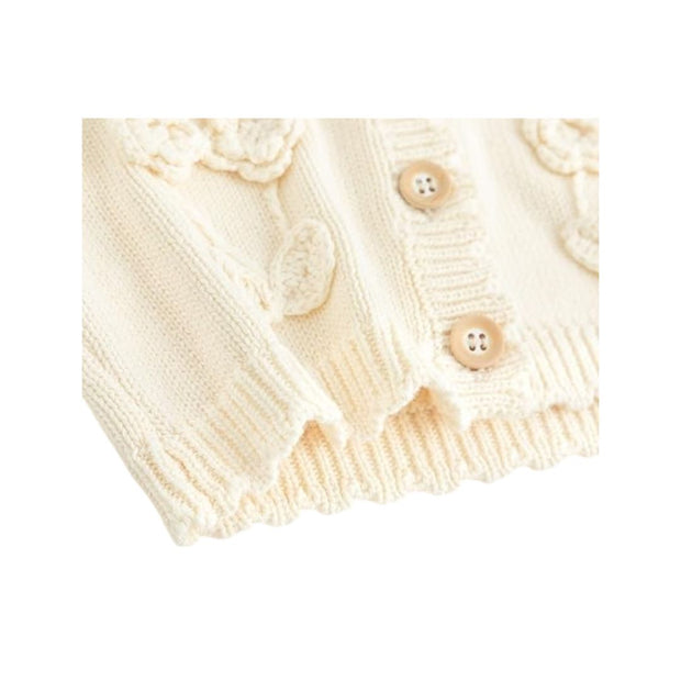 Henia Girls Floral Knit Cardigan Sweater
