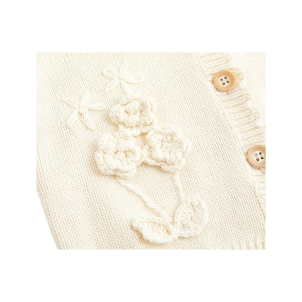 Henia Girls Floral Knit Cardigan Sweater